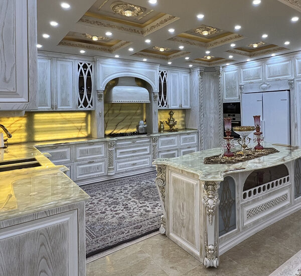 طراحی، ساخت و اجرای کابینت کلاسیک آشپزخانه